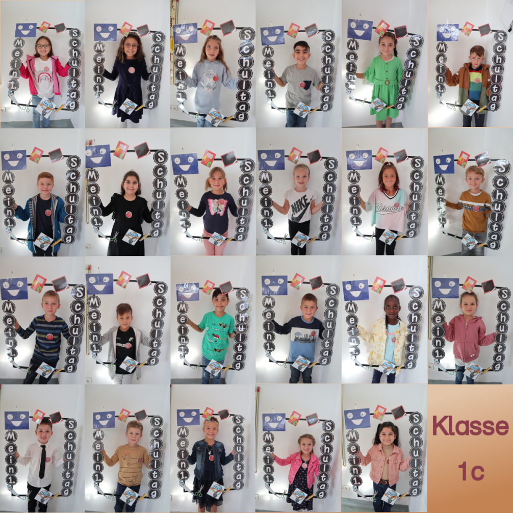 Collage Kinder mit Bilderrahmen "Mein erster Schultag"
