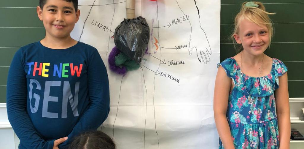 Kinder der 3a ihrem Plakat