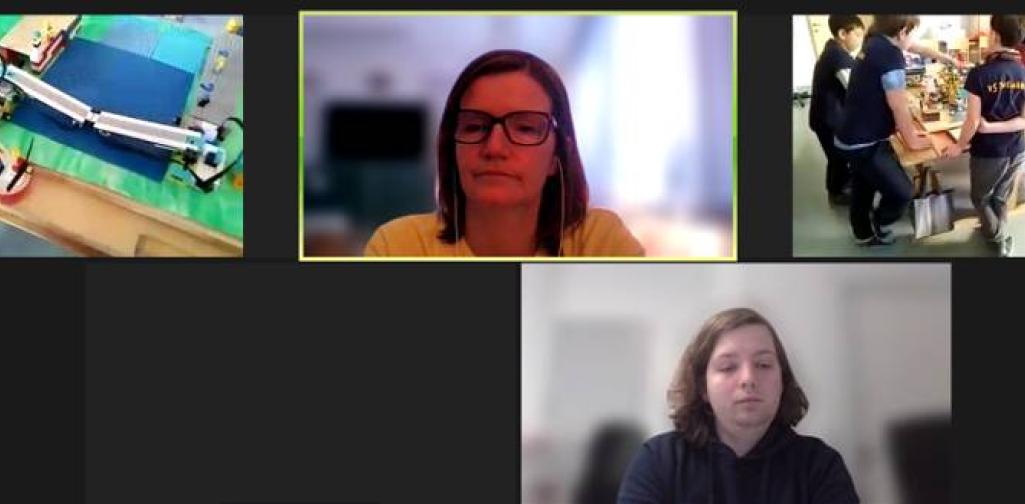 Videokonferenz: Jury, Kinder, Modell (Zugbrücke)