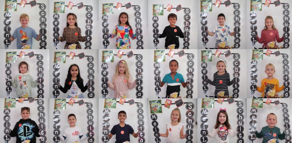 Kinder der 1a Klasse am ersten Schultag