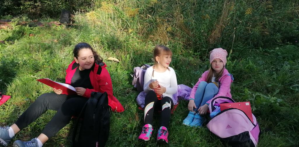 Schule im Wald 3 Kindergruppe erldigt Schulaufgaben im Wald