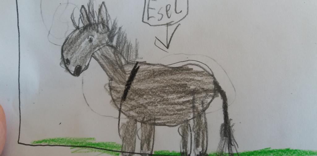 Lernatelier Zeichnen 2 Kinderzeichnung eines Esels