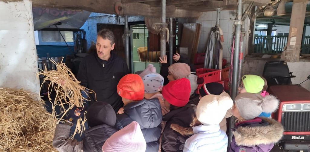 Bauernhof 10 Kinder besichten einen Stall