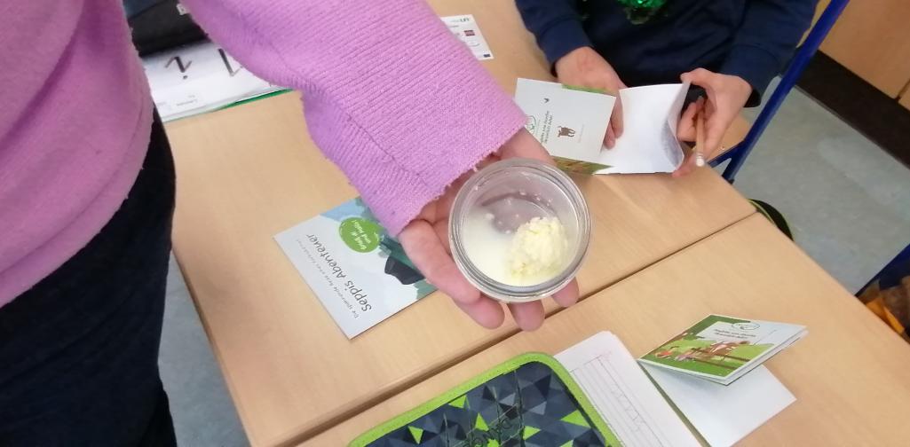 Milch 06 offenes Marmeladeglas mit geschütteltem Butterklumpen