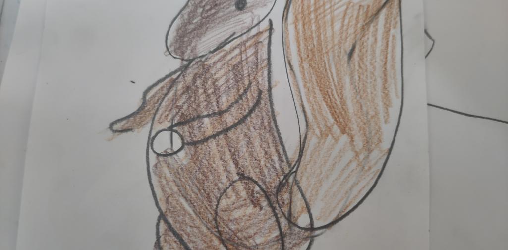 Zeichnen 7 Kinderzeichnung eines Eichhörnchens