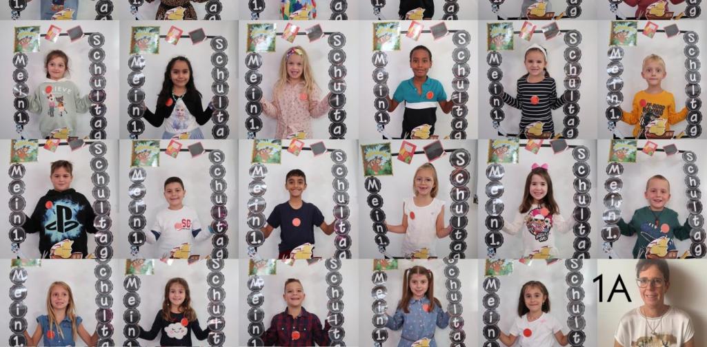 Collage Bild aller Kinder der 1a Klasse